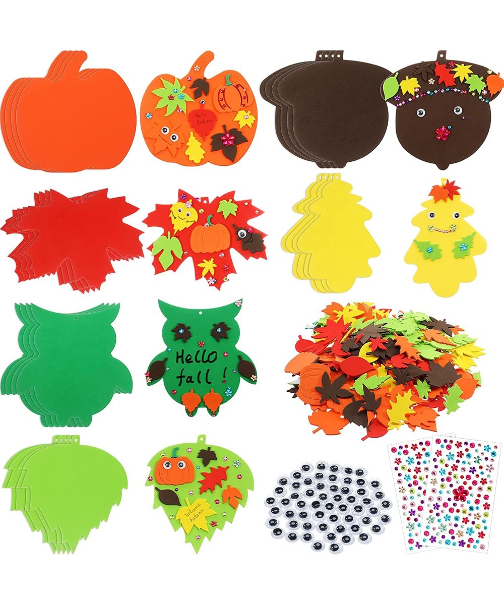 662 Pcs Halloween Foam Pumpkin Craft Kit Fall Foam Sticker Set Large Maple Leaf Gem Sticker Self Adhesive Autumn Sticker Craf...