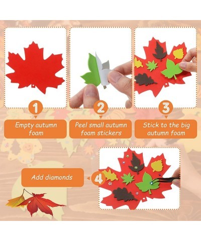 662 Pcs Halloween Foam Pumpkin Craft Kit Fall Foam Sticker Set Large Maple Leaf Gem Sticker Self Adhesive Autumn Sticker Craf...