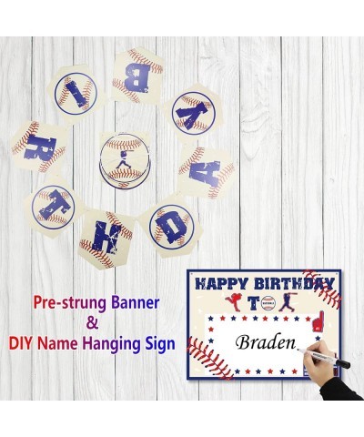 Baseball Party Decorations 3Pcs Baseball Bunting Banners Hanging Sign 4Pcs Baseball Table Centerpieces 10Pcs Cake Toppers 24P...