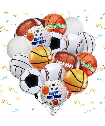 16 pcs Sports Balloons Birthday Party Supplies 18 Inch Sports Themed Foil Balloons for Sports Balloon Garland for Kids Boys S...