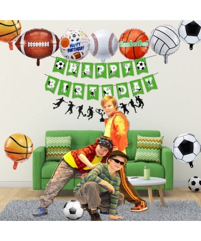 16 pcs Sports Balloons Birthday Party Supplies 18 Inch Sports Themed Foil Balloons for Sports Balloon Garland for Kids Boys S...