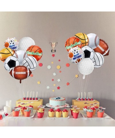 16 pcs Sports Balloons Birthday Party Supplies 18 Inch Sports Themed Foil Balloons for Sports Balloon Garland for Kids Boys S...