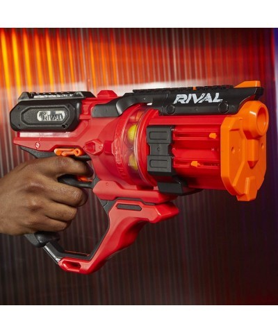 Rival Roundhouse XX-1500 Red Blaster -- Clear Rotating Chamber Loads Rounds into Barrel -- 5 Integrated Magazines 15 Rival Ro...