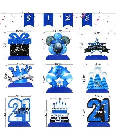 9 Pieces 21st Birthday Decorations for Him Boys Blue Happy 21st Birthday Honeycomb Centerpieces Table Topper for Boy Twenty O...