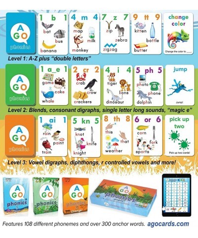 Phonics Card Game (3 Level Box Set). Build Reading Skills Learn Words and Phonics Sounds While Playing a Fun Card Game! 3 x P...