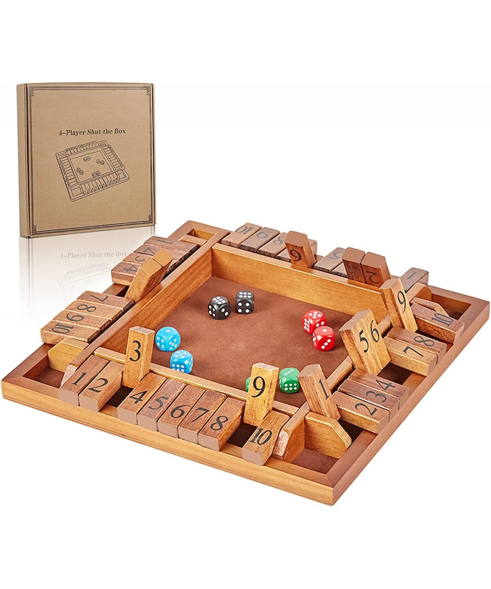 4-Way Shut The Box Large Wooden Board Game Set with Dice 4 Ways Play Shut-The-Box for Kids Learning Addtion Adults Classroom ...