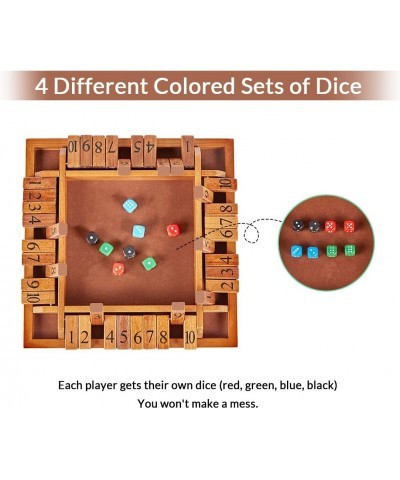 4-Way Shut The Box Large Wooden Board Game Set with Dice 4 Ways Play Shut-The-Box for Kids Learning Addtion Adults Classroom ...