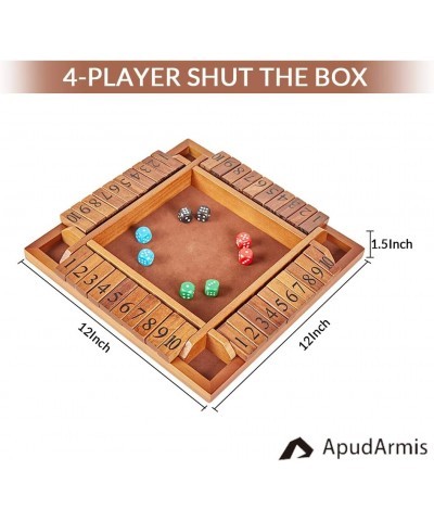 4-Way Shut The Box Large Wooden Board Game Set with Dice 4 Ways Play Shut-The-Box for Kids Learning Addtion Adults Classroom ...