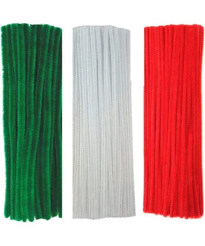 150Pcs Christmas Pipe Cleaners Craft Set Including 50Pcs Green Chenille Stems 50Pcs White Chenille Stems and 50Pcs Red Pipe C...