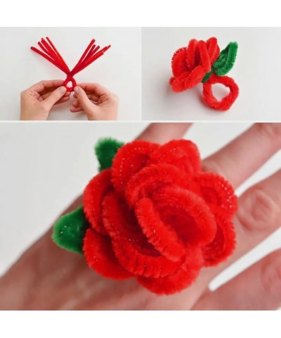 150Pcs Christmas Pipe Cleaners Craft Set Including 50Pcs Green Chenille Stems 50Pcs White Chenille Stems and 50Pcs Red Pipe C...