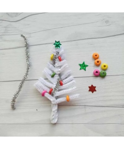 150Pcs Christmas Pipe Cleaners Craft Set Including 50Pcs Green Chenille Stems 50Pcs White Chenille Stems and 50Pcs Red Pipe C...