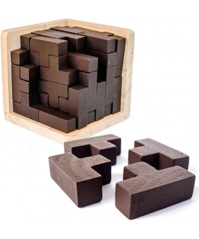 Wooden Brain Teaser Puzzle Cube Wooden Puzzles T-Shaped Jigsaw Logic Puzzle Educational Toy for Kids and Adults (Wine) $18.66...