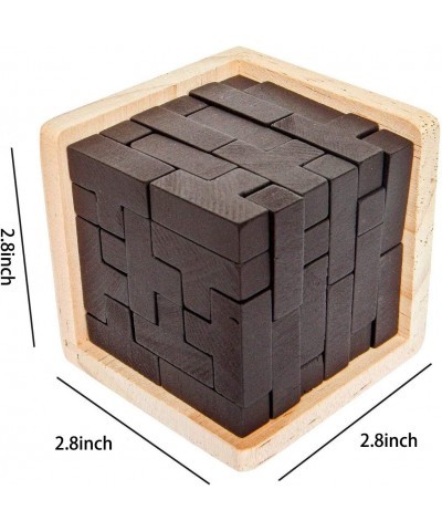 Wooden Brain Teaser Puzzle Cube Wooden Puzzles T-Shaped Jigsaw Logic Puzzle Educational Toy for Kids and Adults (Wine) $18.66...