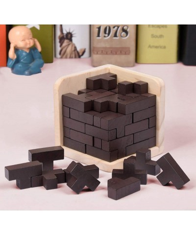 Wooden Brain Teaser Puzzle Cube Wooden Puzzles T-Shaped Jigsaw Logic Puzzle Educational Toy for Kids and Adults (Wine) $18.66...