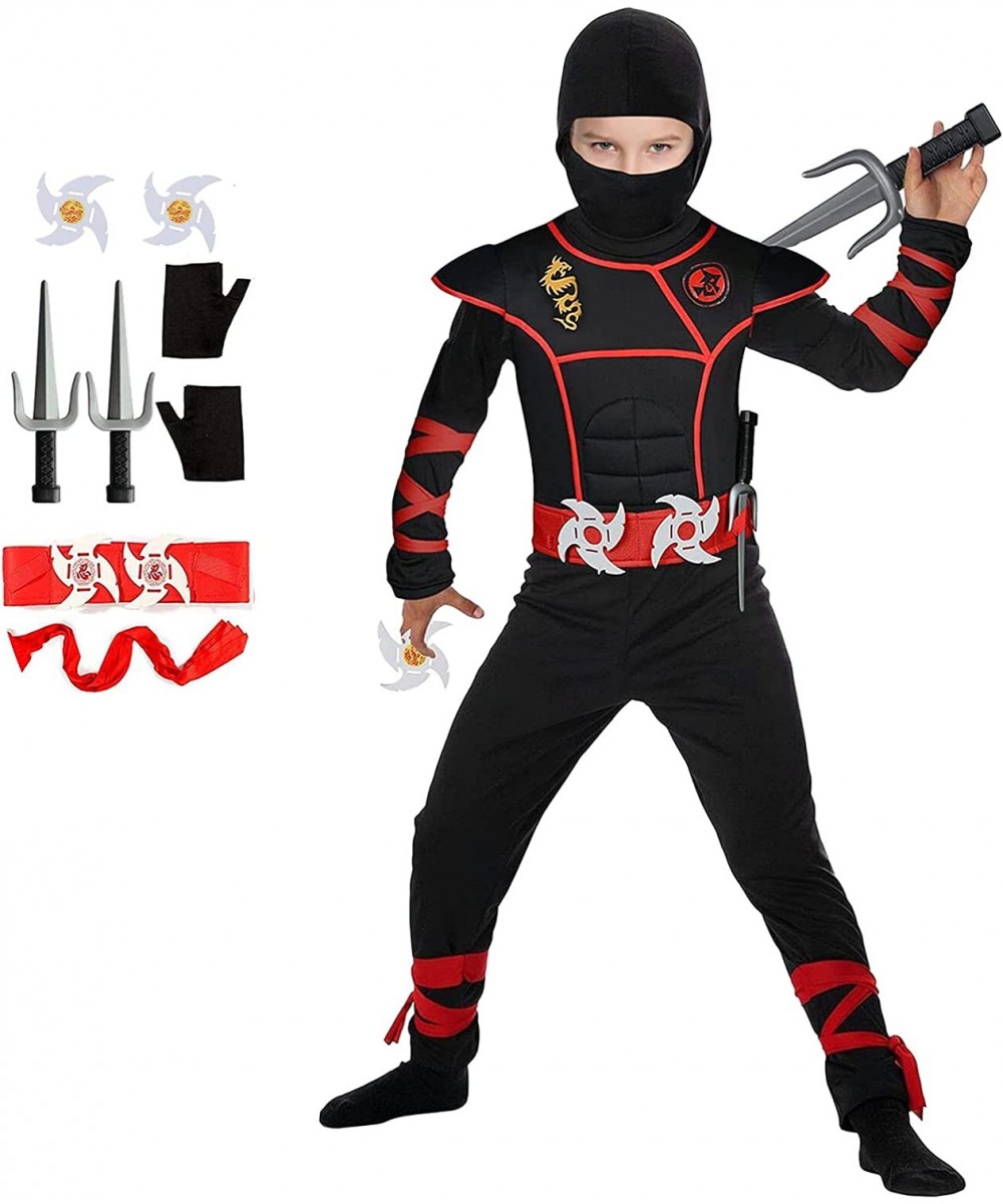 Ninja Costume for Boys Halloween Costume Ninja Muscle Costume with Mask Black and Ninja Foam Accessories for Halloween $27.53...