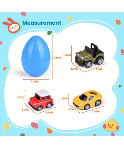 12 Packs Prefilled Easter Eggs with Diecast Cars Toy Vehicles for Easter Basket Stuffers Easter Egg Fillers Pull Back Cars Ea...