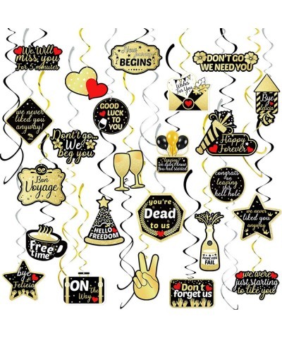 30Pcs Farewell Party Decorations Hanging Swirls Set Black Gold Going Away Party Decorations We Will Miss You Swirls Decor for...