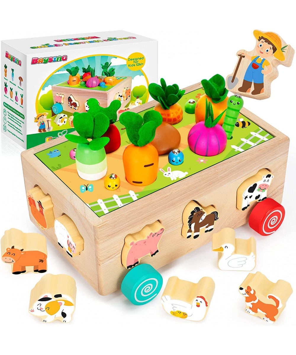 Toddlers Montessori Toys for 2 3 4 Year Old Baby Boys and Girls Educational Wooden Shape Sorting Toys with Vegetables & Farm ...