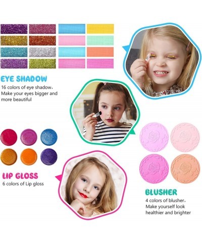 Kids Makeup Kit for Girl Washable Makeup Kit Fold Out Makeup Palette with Mirror Make Up Toy Cosmetic Kit Gifts for Girls - S...