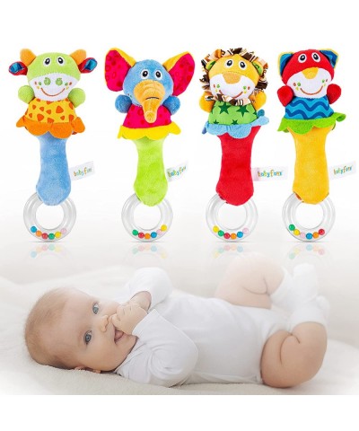 Baby Soft Rattles Toys Infant Sensory Development Hand Grip Toys Cute Stuffed Animal Handbells for Baby Gift（4 Pack） $24.32 B...