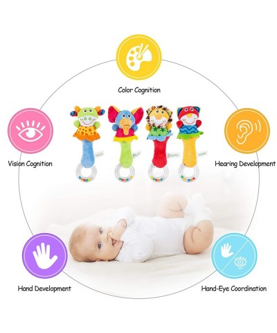 Baby Soft Rattles Toys Infant Sensory Development Hand Grip Toys Cute Stuffed Animal Handbells for Baby Gift（4 Pack） $24.32 B...