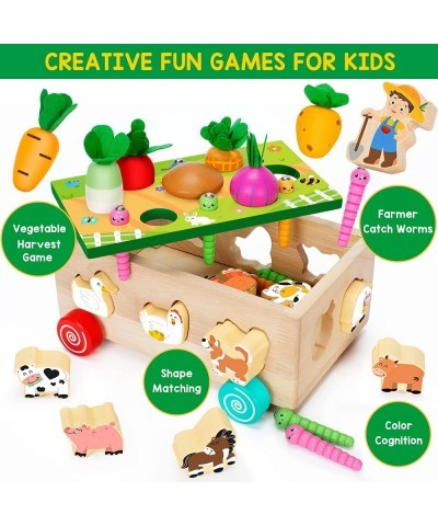 Toddlers Montessori Toys for 2 3 4 Year Old Baby Boys and Girls Educational Wooden Shape Sorting Toys with Vegetables & Farm ...