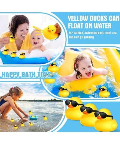 100 Pcs Yellow Rubber Ducks Bulk with 100 Sunglasses Bath Toys Bathtub Mini Ducks Float Squeak Tiny Ducks for Kids Party Favo...