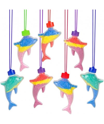 Dolphin Sand Art Bottle Necklaces Pack of 12 Sand Art Craft Kit with Dolphin Shaped Bottles Craft Party Supplies and Party Fa...