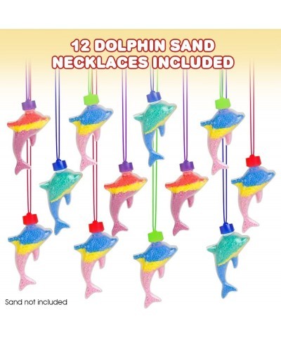 Dolphin Sand Art Bottle Necklaces Pack of 12 Sand Art Craft Kit with Dolphin Shaped Bottles Craft Party Supplies and Party Fa...