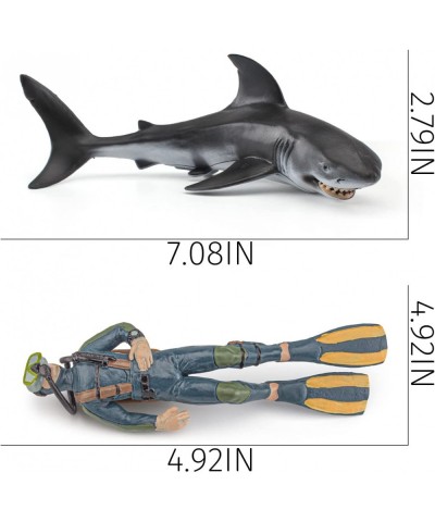 Ocean Sea Marine Animal Figure Toys Playsets 2 PCS Diver Shark Model Toy Desktop Decoration Collection Party Favors Toys for ...