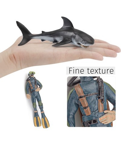 Ocean Sea Marine Animal Figure Toys Playsets 2 PCS Diver Shark Model Toy Desktop Decoration Collection Party Favors Toys for ...