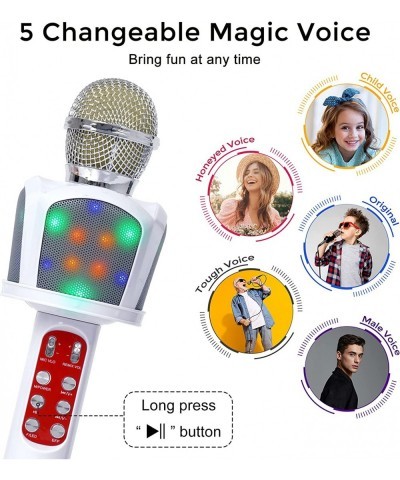 Kids Karaoke Microphone Machines Toy for 3-12 Year Girls Boys 5 in 1 Wireless Microphone Bluetooth with LED Lights Portable H...