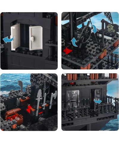 Black Pirate Ship Building Kit with 5 Mini Pirates Figures Pirate Ships Toy Model Set for Teens and Adult Creative Pirates Th...