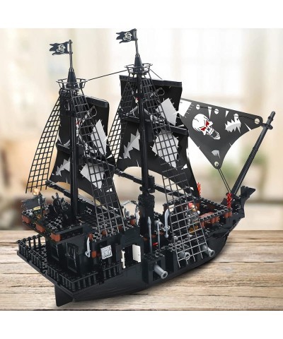 Black Pirate Ship Building Kit with 5 Mini Pirates Figures Pirate Ships Toy Model Set for Teens and Adult Creative Pirates Th...