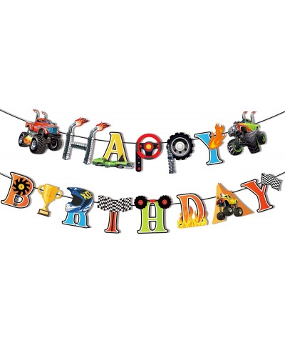 Monster Truck Birthday Banner Monster Truck Banner Cars Trucks Happy Birthday Sign Boy Birthday Bunting for Cars Theme Birthd...