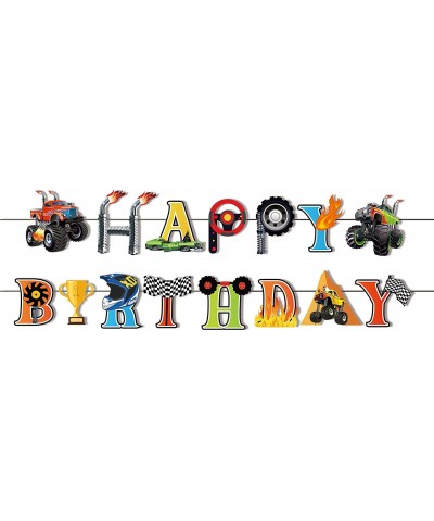 Monster Truck Birthday Banner Monster Truck Banner Cars Trucks Happy Birthday Sign Boy Birthday Bunting for Cars Theme Birthd...