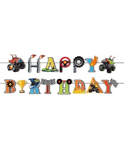 Monster Truck Birthday Banner Monster Truck Banner Cars Trucks Happy Birthday Sign Boy Birthday Bunting for Cars Theme Birthd...