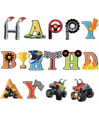 Monster Truck Birthday Banner Monster Truck Banner Cars Trucks Happy Birthday Sign Boy Birthday Bunting for Cars Theme Birthd...