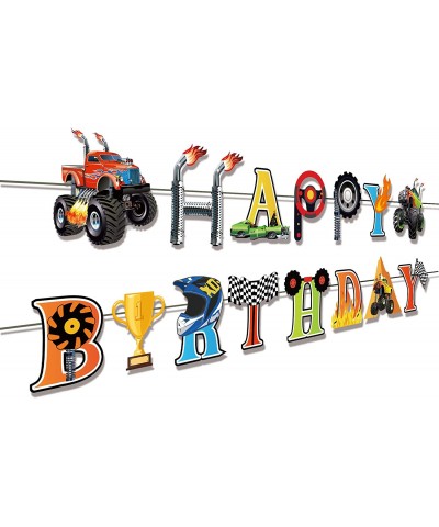 Monster Truck Birthday Banner Monster Truck Banner Cars Trucks Happy Birthday Sign Boy Birthday Bunting for Cars Theme Birthd...