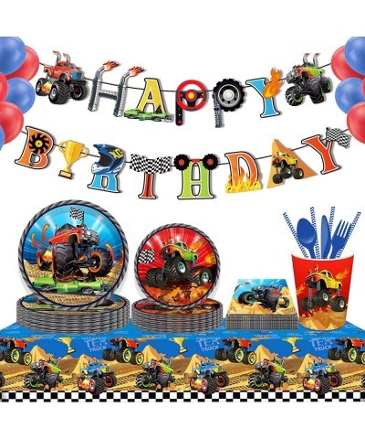 Monster Truck Birthday Banner Monster Truck Banner Cars Trucks Happy Birthday Sign Boy Birthday Bunting for Cars Theme Birthd...