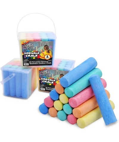 60 PCS Jumbo Washable Bulk Chalk Non-Toxic Sidewalk Chalks Set for Art Play Painting on Chalkboard and Outdoor Playground $28...