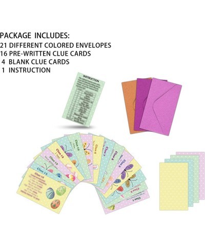 Easter Treasure Hunt Clues Game Cards Bunny Scavenger Hunt Card Game(21 Cards with Envelopes) Indoor Ourdoor Party Games Supp...