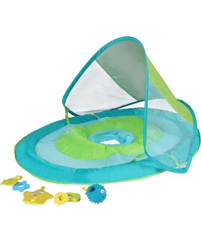 Baby Spring Float with Canopy - Inflatable Float for Children with Detached Floating Toys and UPF Sun Protection - Aqua/Green...