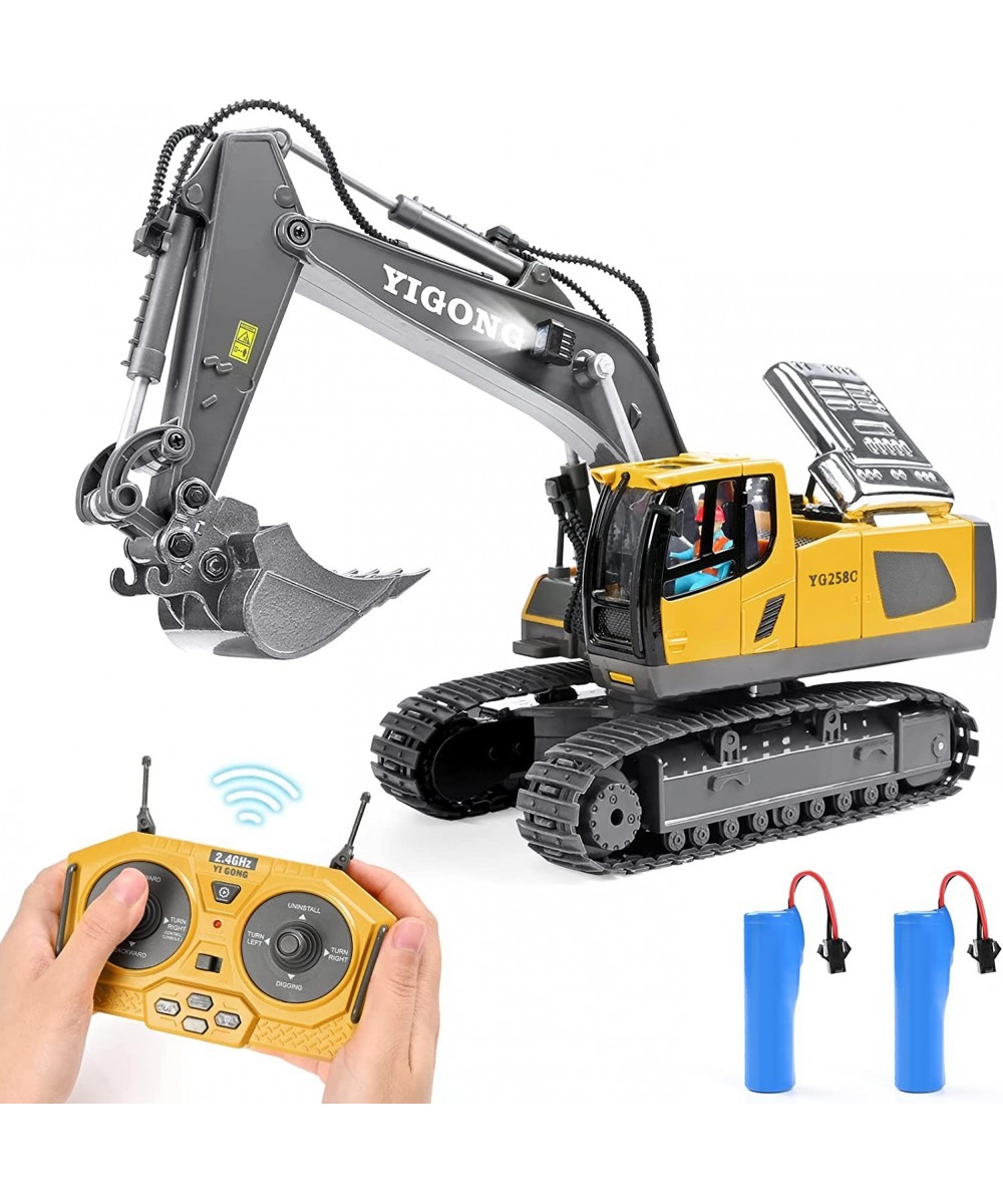 Remote Control Excavator Toys for Boys RC Excavator with 2 Rechargeable Batteries Metal Shovel Lights and Sounds 2.4Ghz Best ...