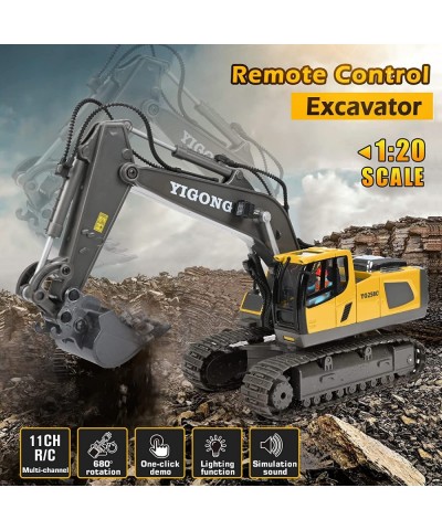 Remote Control Excavator Toys for Boys RC Excavator with 2 Rechargeable Batteries Metal Shovel Lights and Sounds 2.4Ghz Best ...