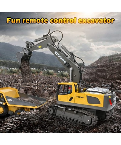 Remote Control Excavator Toys for Boys RC Excavator with 2 Rechargeable Batteries Metal Shovel Lights and Sounds 2.4Ghz Best ...