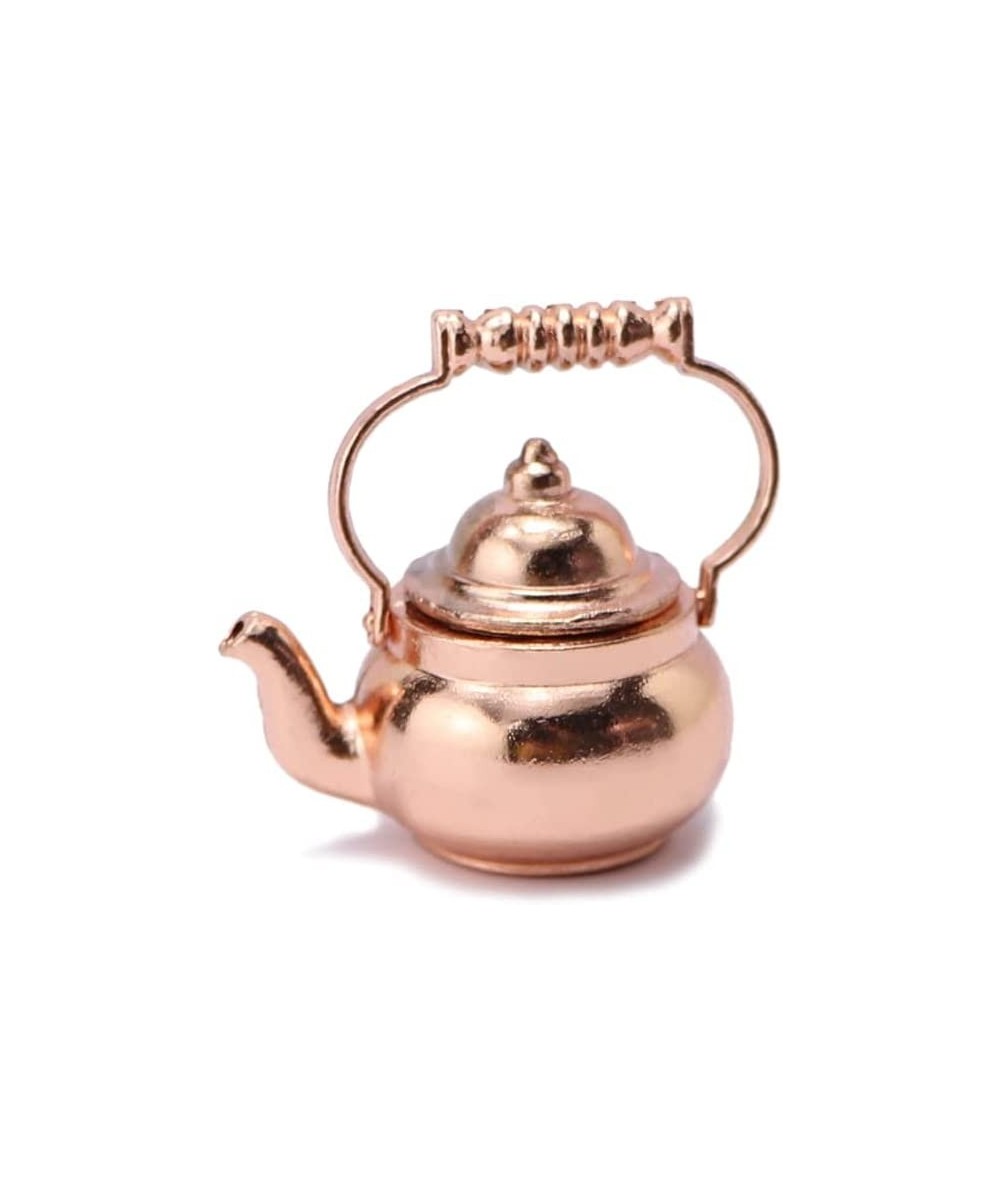 Dollhouse Miniature Vivid Teapot Tea Kettle 1:12 Scale Kitchen Copper Model Doll House Decoration Food Ornament Accessories (...