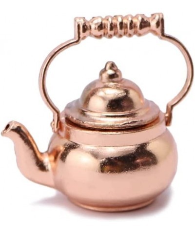 Dollhouse Miniature Vivid Teapot Tea Kettle 1:12 Scale Kitchen Copper Model Doll House Decoration Food Ornament Accessories (...