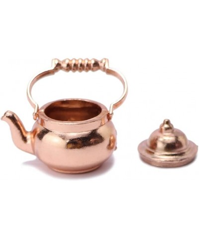 Dollhouse Miniature Vivid Teapot Tea Kettle 1:12 Scale Kitchen Copper Model Doll House Decoration Food Ornament Accessories (...