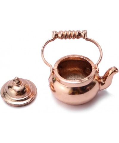 Dollhouse Miniature Vivid Teapot Tea Kettle 1:12 Scale Kitchen Copper Model Doll House Decoration Food Ornament Accessories (...